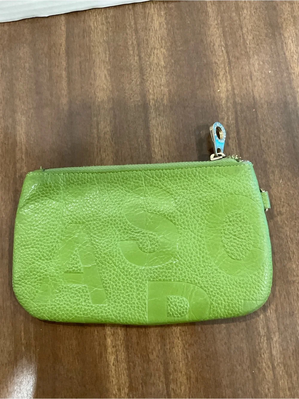 Marc by Marc Jacobs Bright Lime Green Leather Zip Wristlet pouch bag